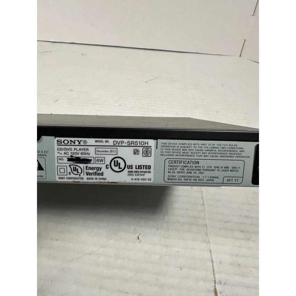 Sony DVP-SR510H CD/DVD Player HDMI 1080p Upscaling Black Media Player NO REMOTE